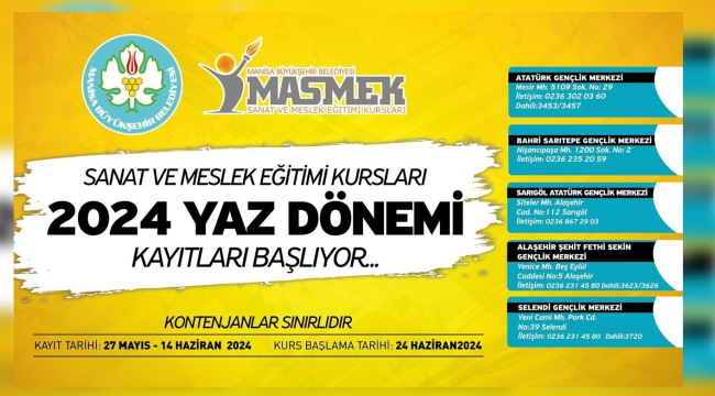 Büyükşehir masmek kurs kayıtları başlıyor