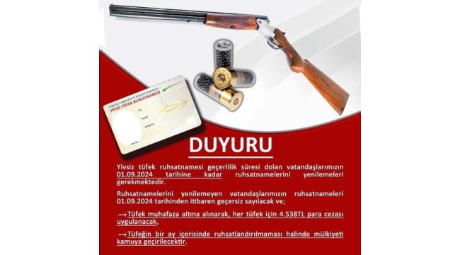 Ruhsat yenileme duyurusu