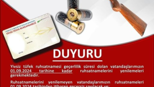 Ruhsat yenileme duyurusu