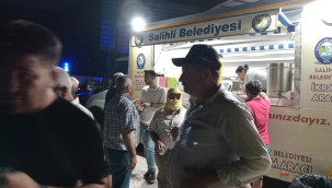 Salihli belediyesi ikram aracı vatandaşlara hizmet için yangın bölgesinde