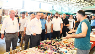 Başkanlar horozköy'de semt pazarında esnafları ziyaret etti