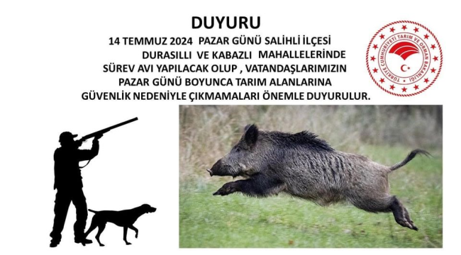 İlçe tarım müdürlüğünden üreticilere yaban domuzu sürek avi uyarısı