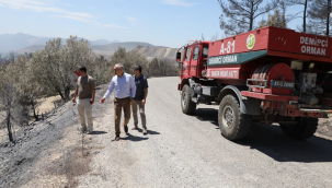 Zararları saptamak için müdür Öztürk Soma yangın bölgesinde