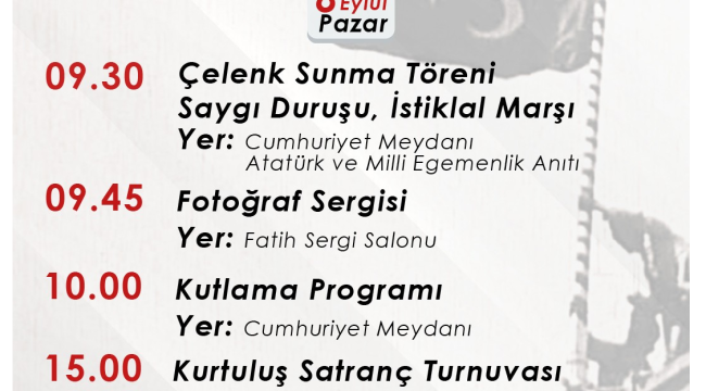  8 Eylül Manisa'nın kurtuluşunun 102. yıldönümü kutlama programı