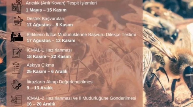 Arılı kovan destekleme başvurusunda süre uzatıldı