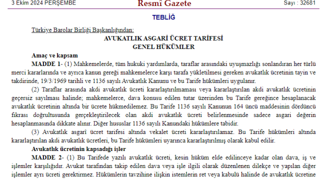 Avukatlık ücretlerine zam
