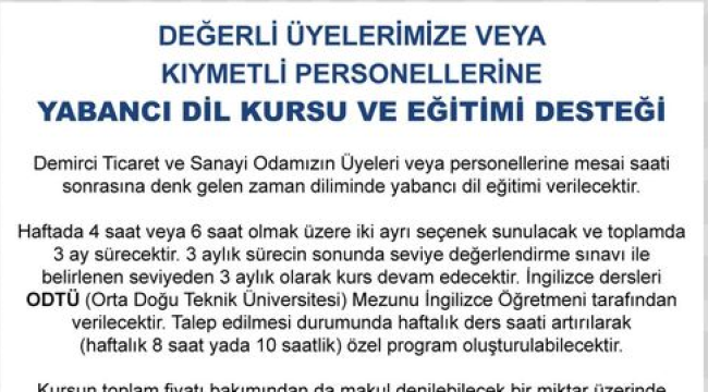 DTSO'dan 2 taksit yüzde 10 indirimli yabancı dil kursu