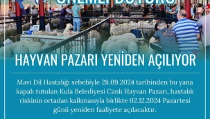 Kula belediyesi hayvan pazarı,2 Aralıkta açılıyor