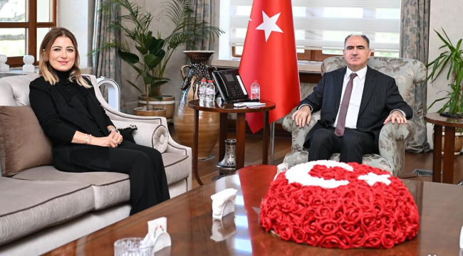 Vali Özkan iller bankası müdürü ve Vakiflar bölge müdürüyle görüştü