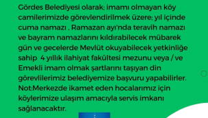 Gördes belediyesi köylerde görevlendirilecek imam arıyor