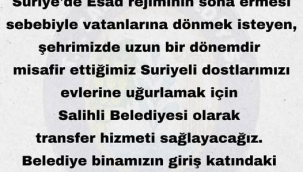 Salihli belediyesi ülkelerine dönecek Suriyelilere transfer hizmet duyurusu