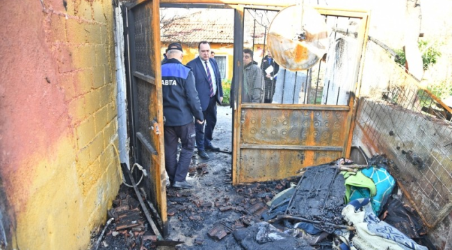 Yangında evleri zarar gören ailenin yardımına belediye koştu