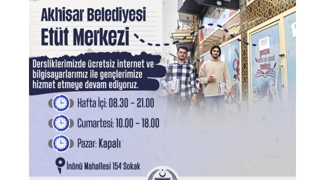 Etüt merkezinin saatleri değişti