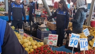 Didim'de zabıta pazarda fiyat-etiket,ölçü, ayar ve ürün kalite kontrolü yaptı