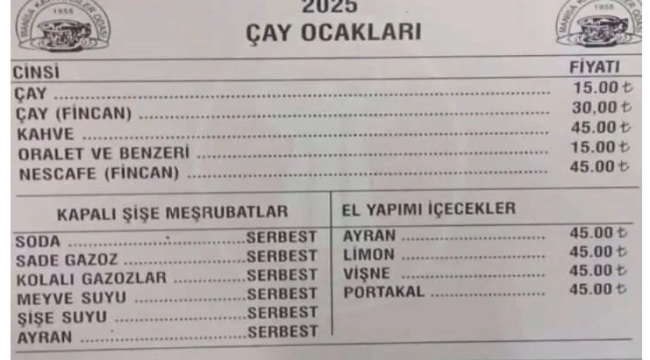 Manisa'da zam yağmuru bir bardak çay 15 lira oldu