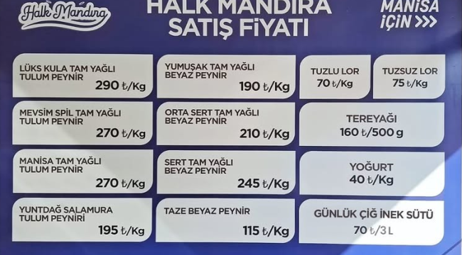 Halk mandıra fıyatları
