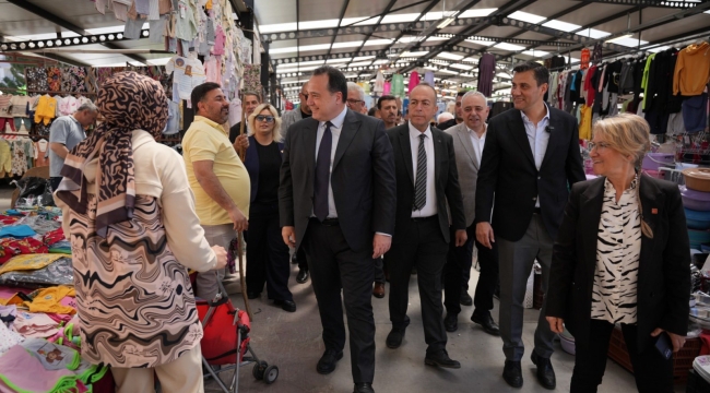 Başkanlar pazarcı esnafını ziyaret etti