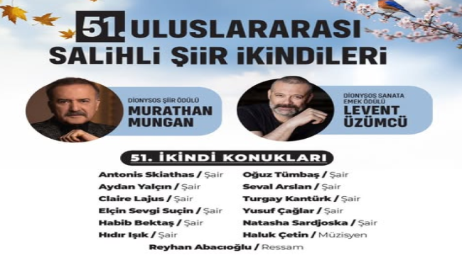 Uluslararası 51.Salihli şiir ikindileri yeniden düzenleniyor