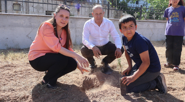 Öğrenciler fidan dikti