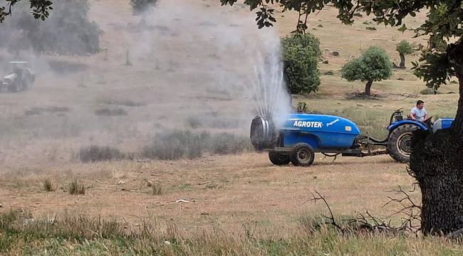 Ürünlere zarar veren çekirgeyle mücadele Köprübaşı'nda başladı
