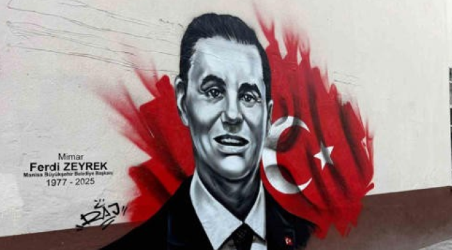 Balıkesir'de Ferdi Zeyrek'in resmi grafitiyle okul duvarına işlendi