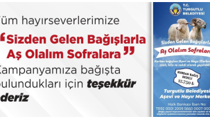 Hayırsever vatandaşlar 'sizden gelen bağışlarla aş olalım sofralara'kampanyasına rekor bağış