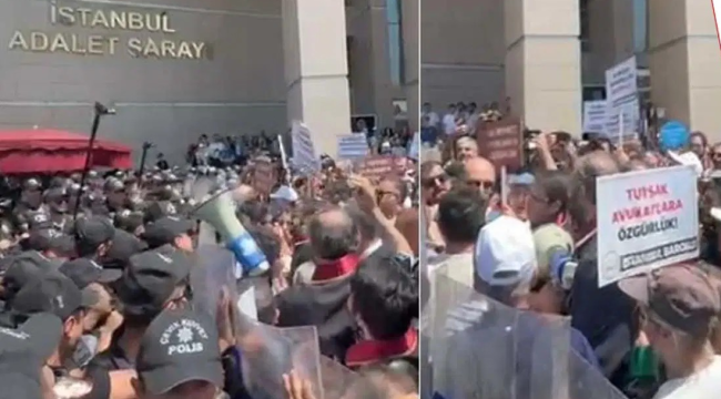 Savunmayı savunmak için yürüyüş yapmak isteyen avukatlara polis müdahalesi!