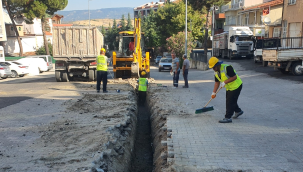 Demirci'de doğal gaz yeni ana hat döşeme çalışmalarına başlandı