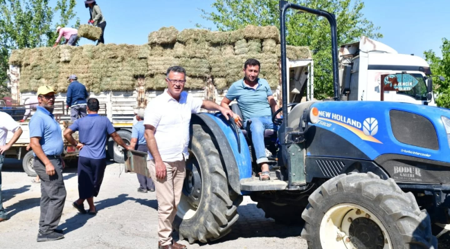 Alaşehir belediyesi hayvan üreticilerine ücretsiz yonca dağıttı