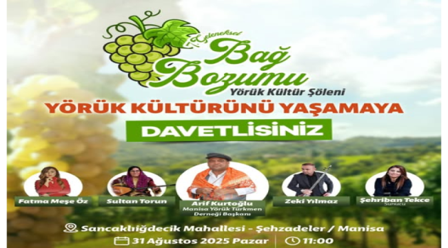 Bağ bozumu yörük kültür şöleni başlıyor