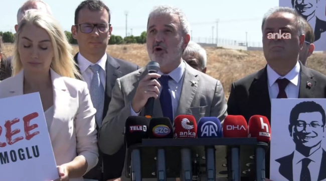 Bakanlığın İmamoğlu izni vermediği Avrupalı başkanlar Silivri'de güneşin altında açıklama yaptı