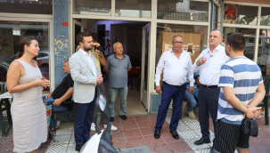 Balaban'ın esnaf ziyaretine CHP ilçe başkanı Arslan'da katıldı