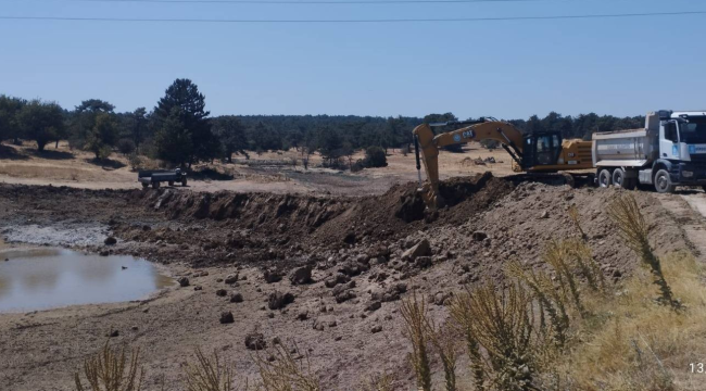 Gördes'te göletlerde biriken pislikler temizlendi