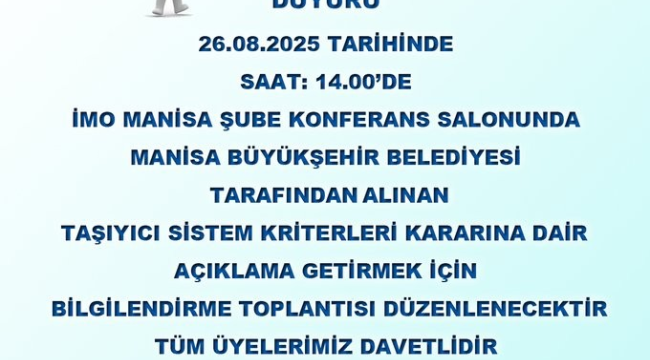 İMO'dan üyelere duyuru