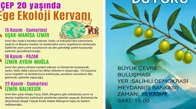 "Ege ekoloji kervanı"büyük çevre buluşması Salihli'de yapılacak