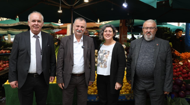 Pazarda esnaf denetimde sürpriz buluşma