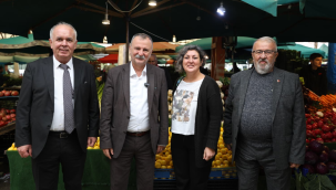 Pazarda esnaf denetimde sürpriz buluşma