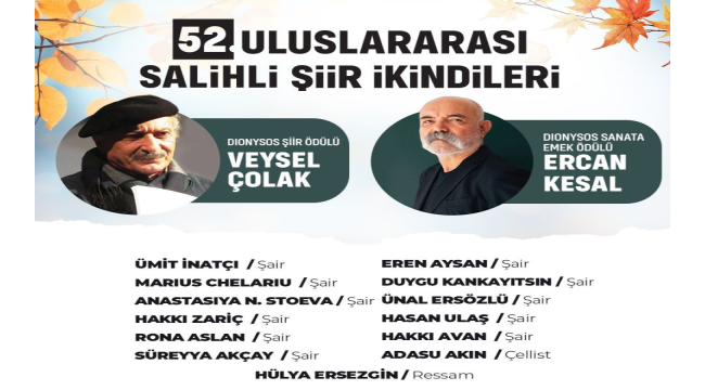 Uluslararası Salihli şiir ikindileri 8 kasımda
