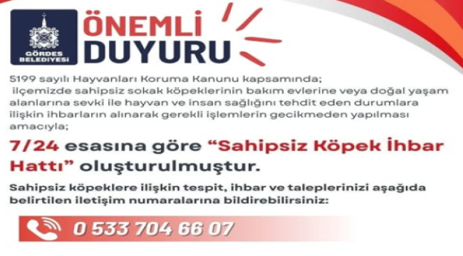 Gördes belediyesinden vatandaşlara önemli duyuru