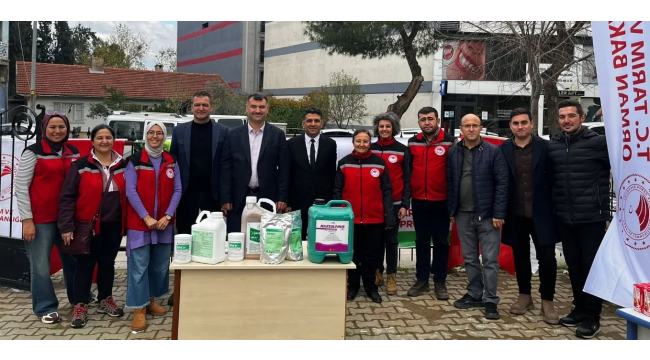 İyi tarım uygulamaları yapan 11 üreticiye 400 adet biyolojik preparatları sıvı kükürt dağıtıldı