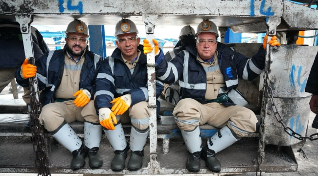 Yeraltına inen başkanlar madencileri dinledi