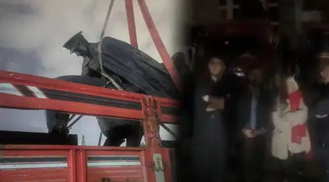 Gebze Belediyesi, gece yarısı Atatürk heykelini söktü: Yurttaşlar kamyonun önünü kesti