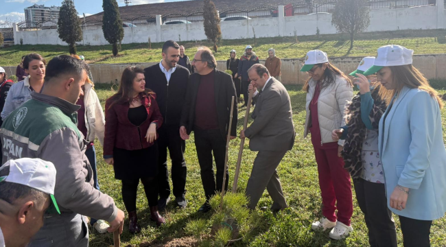 Hastanenin boş alanlarına 120 fidan dikildi