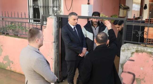 Başkan Şimşek yağışlardan en çok etkilenen Akpınar'da incelemelerde bulundu