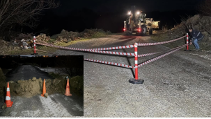 Gördes'te yol trafiğe kapatıldı