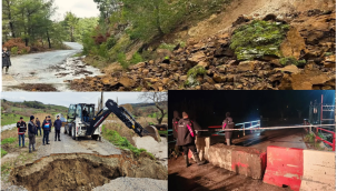 Soma'yı aşırı yağışlar vurdu! yolları trafiğe kapandı