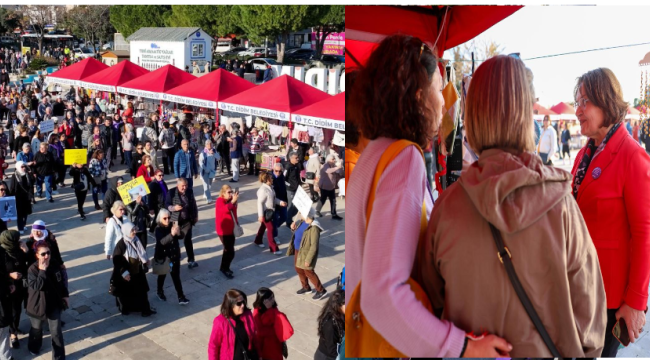 Didim'de emekçi kadınlar pazarı kuruldu