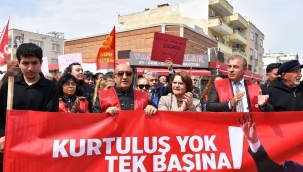 Didim'de on binlerin katıldığı 19 mart protestosu