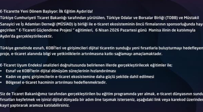 E-Ticarette yeni dönem başlıyor! ilk eğitim Aydın'da