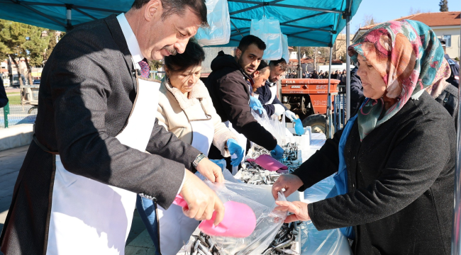 Kula'da belediye ücretsiz 8 ton hamsi dağıttı